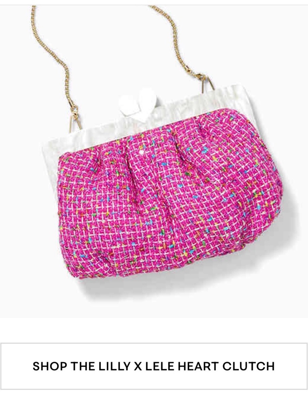 Lilly Pulitzer limited-edition Lilly x Lele Heart Clutch with removable chain. - Picture 4 of 10